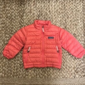 Patagonia Toddler Girls Down Sweater Jacket, Orangey Pink, Size 2T